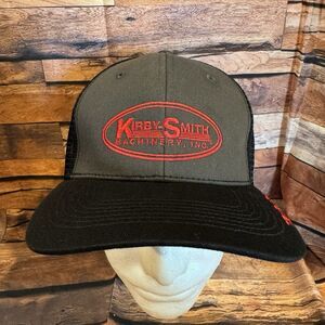 Kirby-Smith Machinery Hat Cap Mens Gray Black Trucker Snapback Mesh Takeuchi